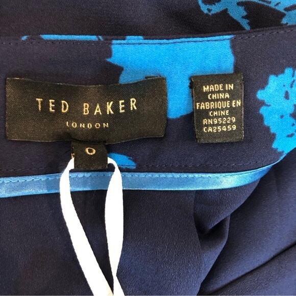 Ted Baker Selaah Bluebell Side Slit Midi Skirt Floral Vacation Date 2 US 0 TB - Picture 12 of 13